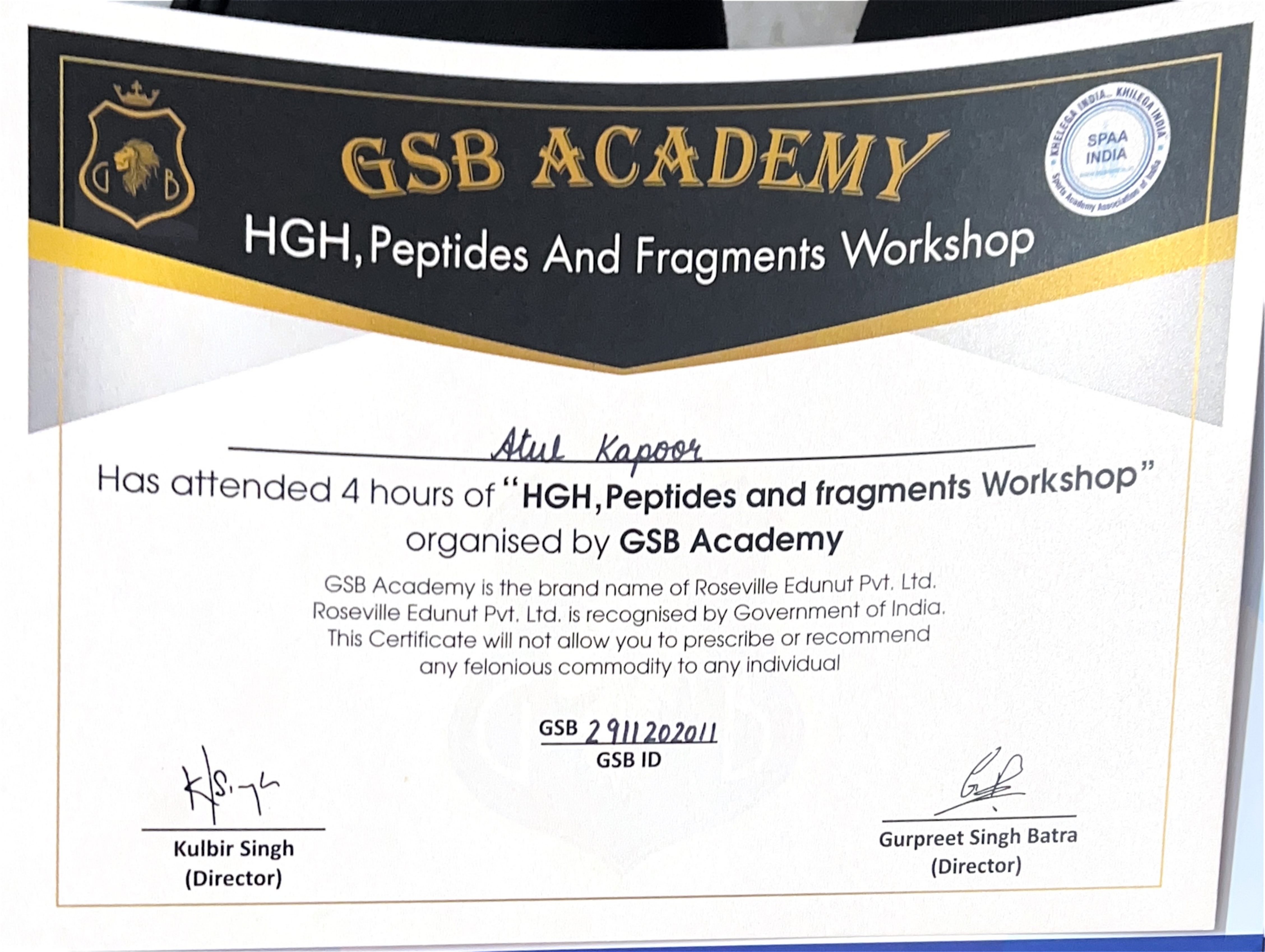 GSB Academy HGH Peptides Workshop